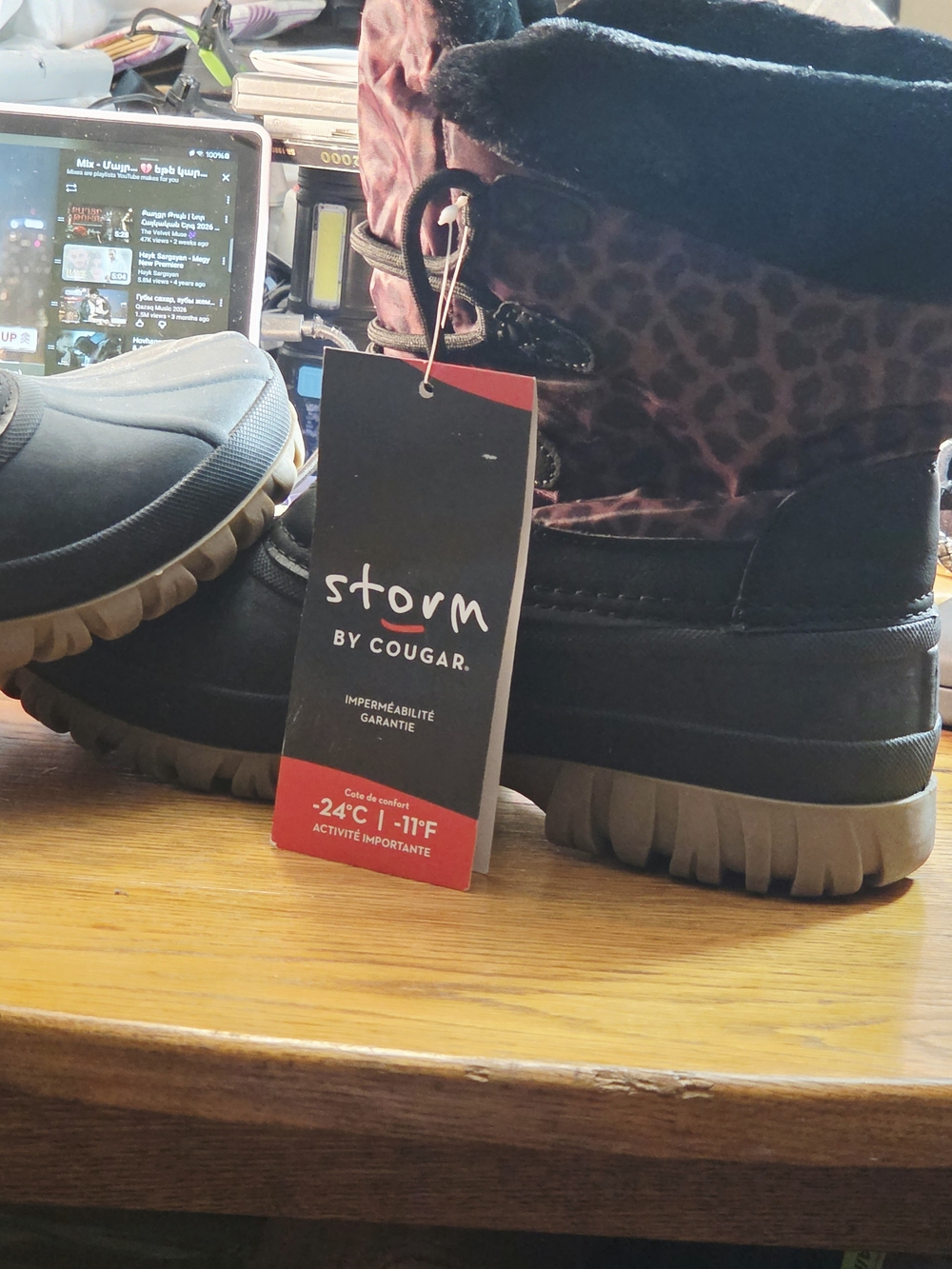 BRAND NEW.   Cougar Women's Black and Brown Leopard Storm Ankle Boots